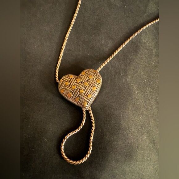 Brighton Reversible Heart Pendant Necklace -eyeglass/badge holder silver plated - Picture 2 of 8